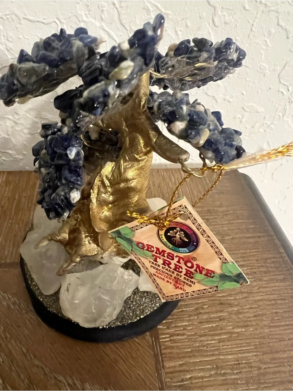 Sodalite Gemstone Tree Home Accent - Blue and Gold